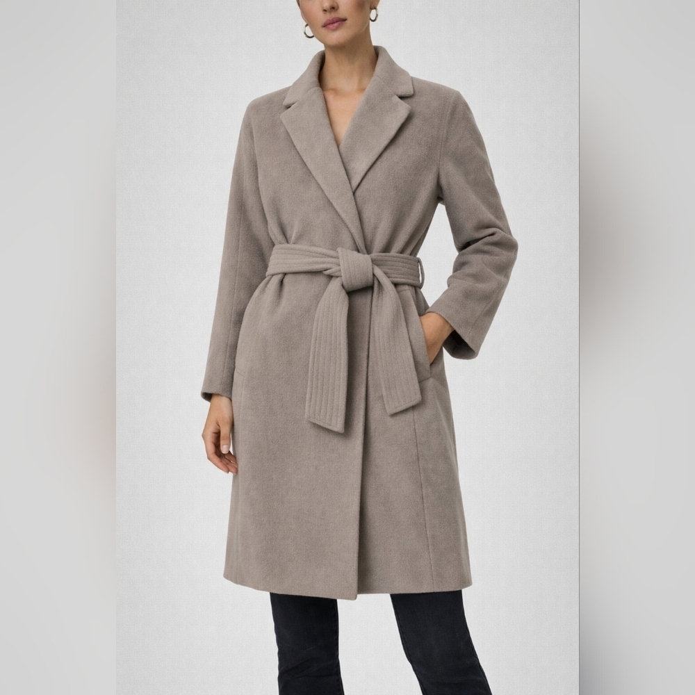 Marciano Wool Belted Taupe Coat